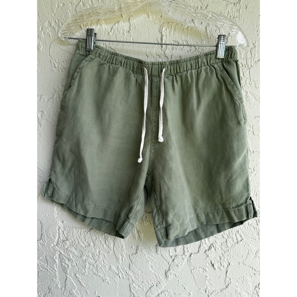 Alex Crane Bo Shorts Mens Small Sage Green 100% Linen Drawstring Casual Summer